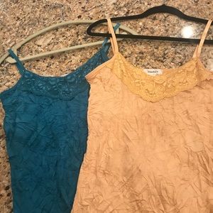 Pair of Crinkled Lace Cami Tops